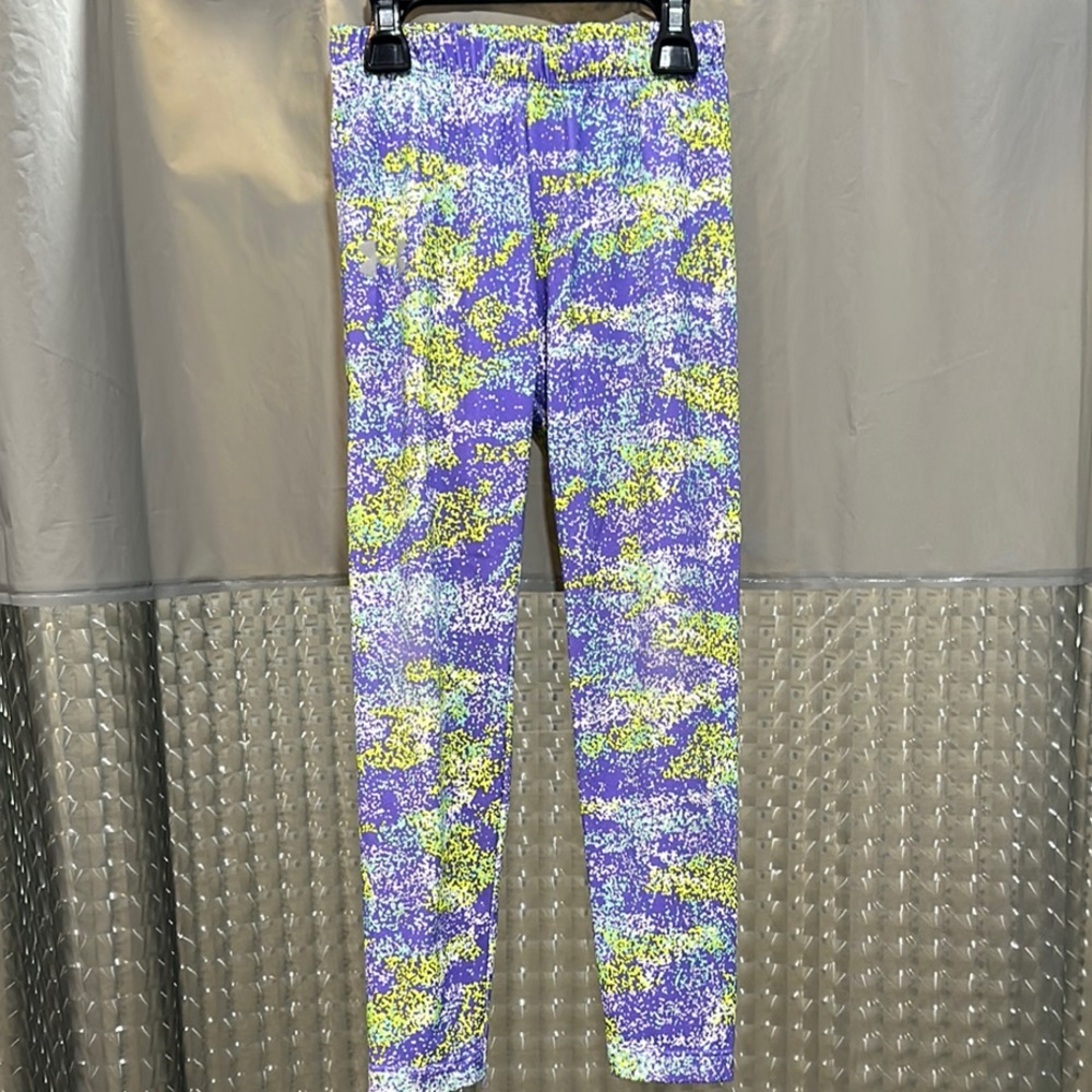 Under Armour Purple and Yellow Leggings Vibrant Floral Design